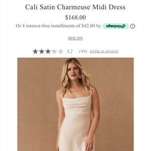 BHLDN Cali Satin MIDI Dress Ivory size 4